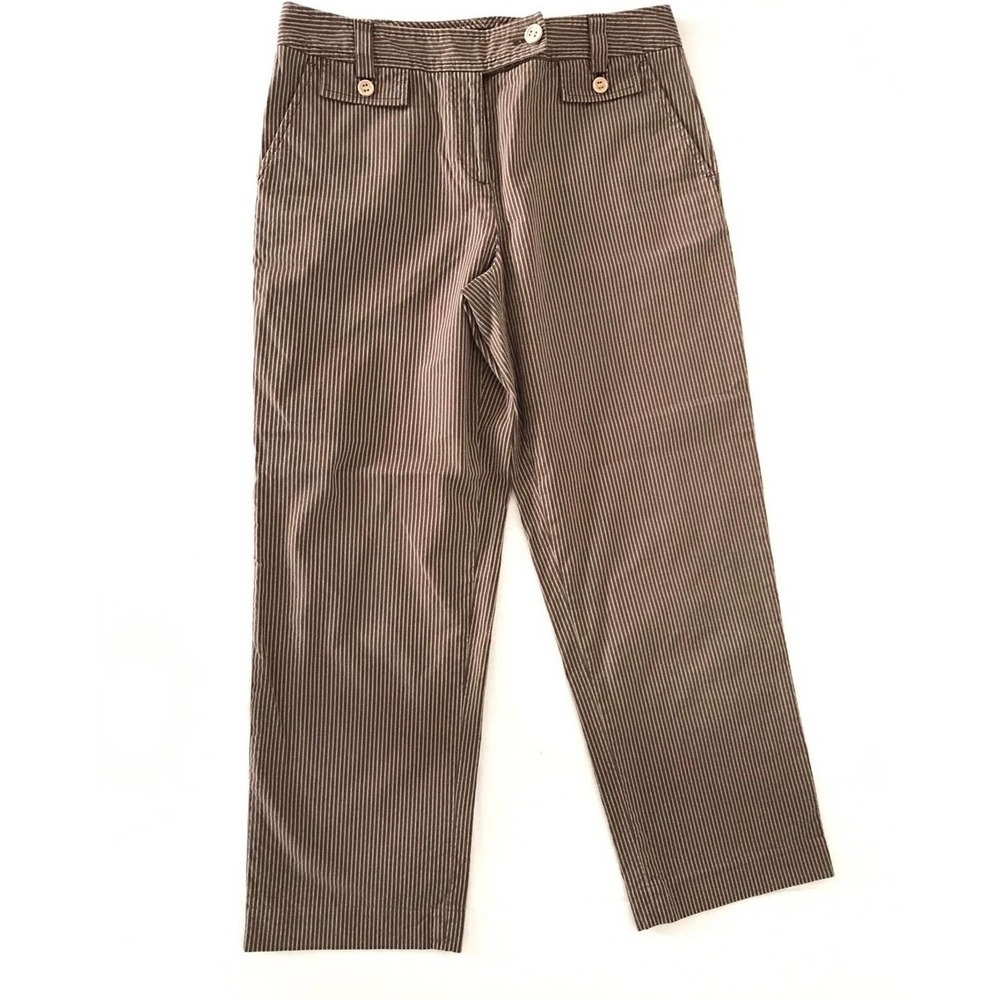 Talbots | Pinstriped Trousers Size 4 Brown Low Rise Capri Pants Straight Leg